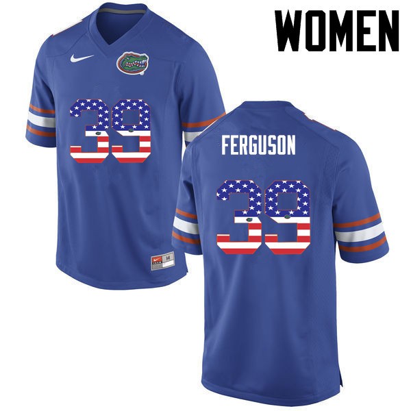 Florida Gators Women #39 Ryan Ferguson College Football USA Flag Fashion Blue